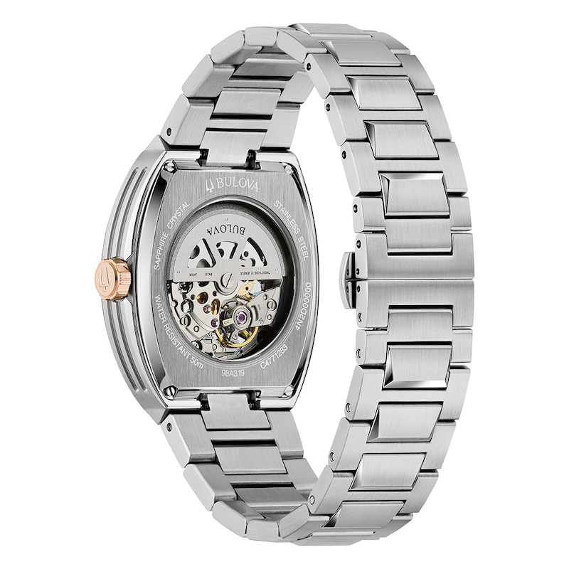 Main Image 3 of Bulova Maquina Men's Blue Skeleton Dial Curve Glass Stainless Steel Watch