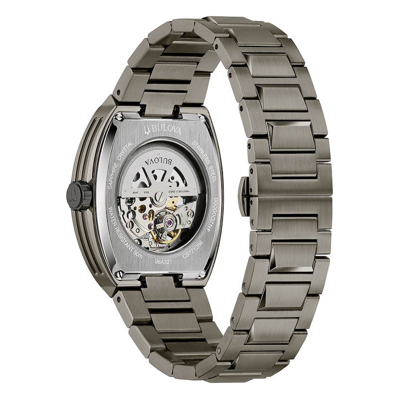 Main Image 3 of Bulova Maquina Men's Green Skeleton Dial Curve Glass Stainless Steel Watch