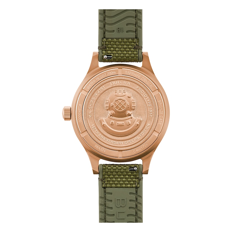 Main Image 5 of Bulova Men's MIL-SHIPS 150th Anniversary Green Dial & Rubber Strap Watch