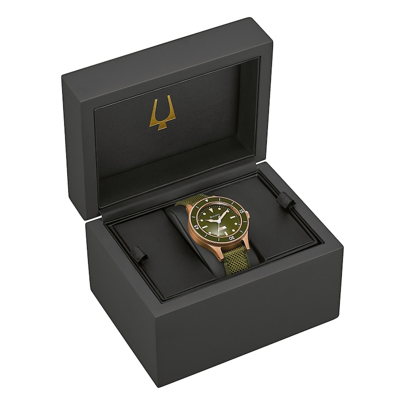 Main Image 8 of Bulova Men's MIL-SHIPS 150th Anniversary Green Dial & Rubber Strap Watch