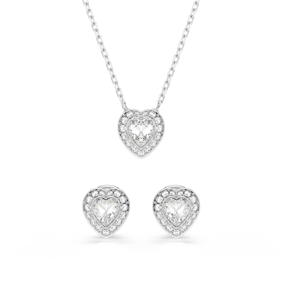 Swarovski x Ariana Grande Silver Tone Crystal Stud and Pendant Set