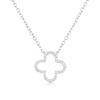 Thumbnail Image 1 of 9ct White Gold 18" Diamond Open Clover Shaped Pendant Necklace