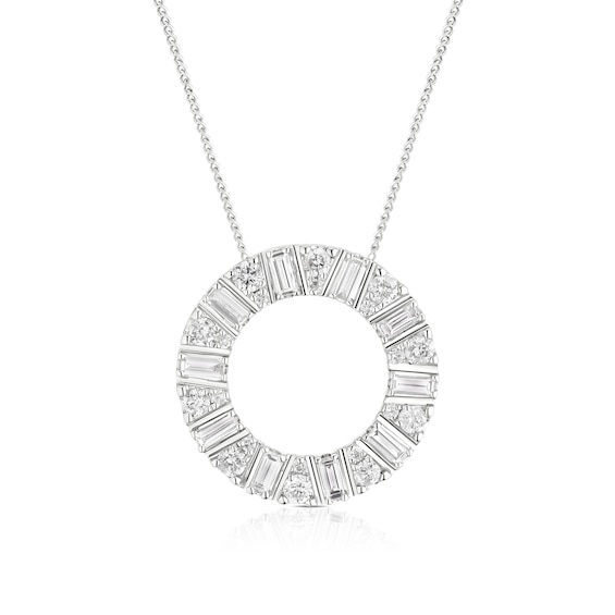 9ct White Gold 18 0.59ct Diamond Open Circle Pendant Necklace