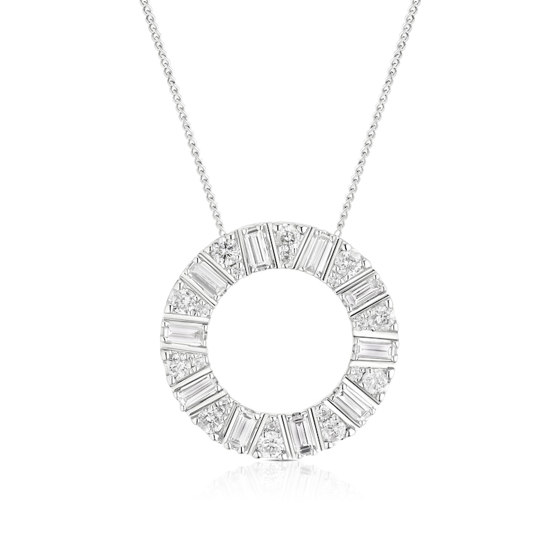 Main Image 1 of 9ct White Gold 18" 0.59ct Diamond Open Circle Pendant Necklace