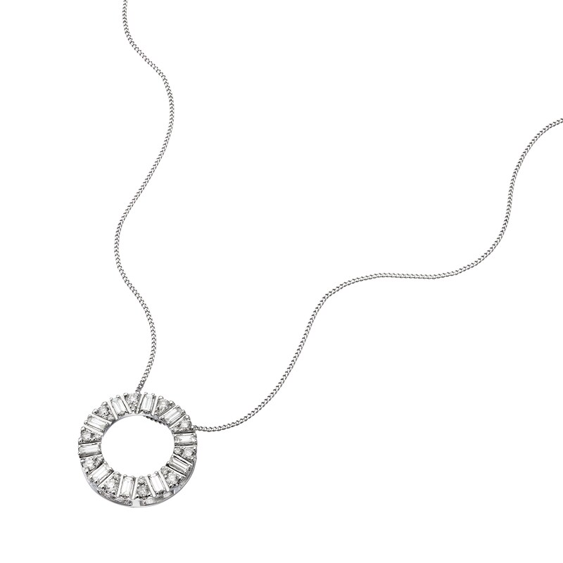 Main Image 2 of 9ct White Gold 18" 0.59ct Diamond Open Circle Pendant Necklace
