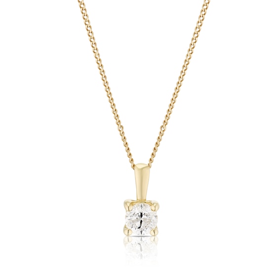 9ct Yellow Gold 18 0.25ct Diamond Solitaire Pendant Necklace