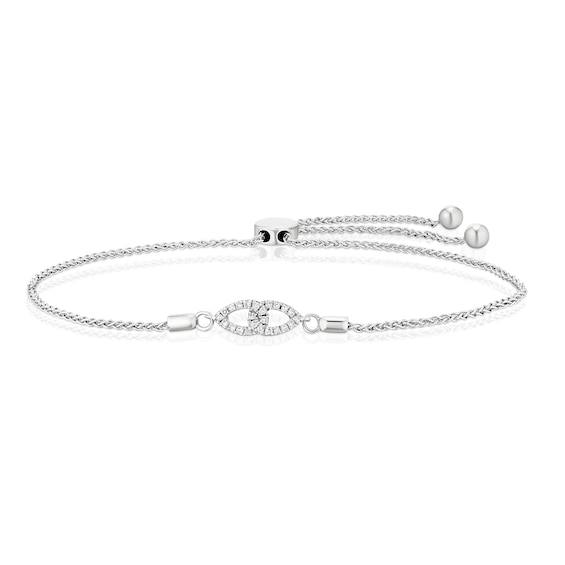 Sterling Silver 0.10ct Diamond Interlink Pear Shaped Bolo Br