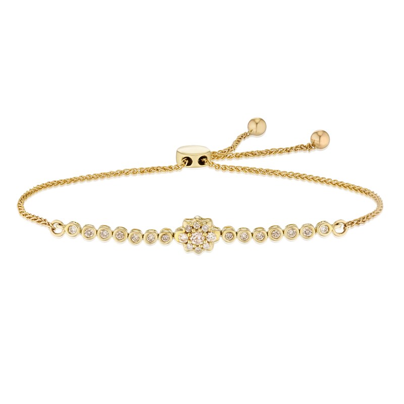 Main Image 1 of 9ct Yellow Gold 0.33ct Diamond Claw Set Bolo Bracelet