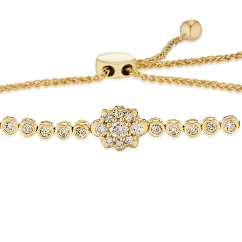Main Image 2 of 9ct Yellow Gold 0.33ct Diamond Claw Set Bolo Bracelet