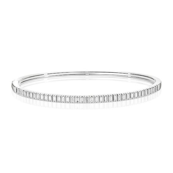 9ct White Gold 0.59ct Diamond Baguette Cut Bangle