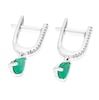 Thumbnail Image 2 of 9ct White Gold Diamond & Emerald Pear Shaped Drop Earrings