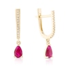 Thumbnail Image 1 of 9ct Yellow Gold Diamond & Ruby Pear Drop Earrings