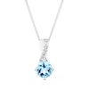 Thumbnail Image 1 of 9ct White Gold 16&quot; Diamond & Topaz Solitaire Pendant