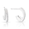 Thumbnail Image 1 of Sterling Silver 0.15ct Diamond Two Row Half Hoop Earrings