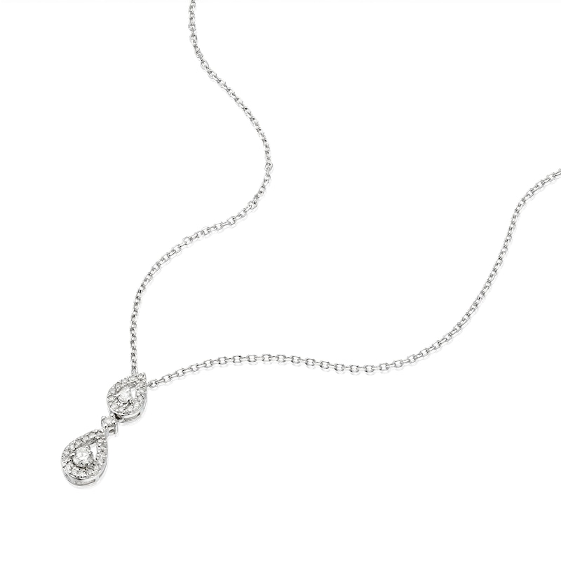 Main Image 2 of 9ct White Gold 18&quot; 0.15ct Diamond Pear Shaped Pendant