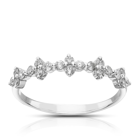 9ct White Gold 0.30ct Diamond Floral Fashion Ring