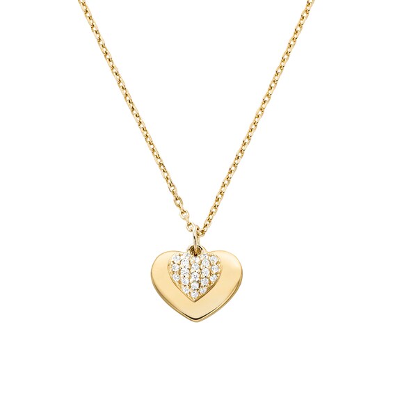 Michael Kors 14ct Gold Plated Silver Kors Love Heart Pendant