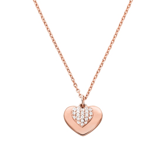 Michael Kors Pave Heart 14ct Rose Gold-Plated Necklace