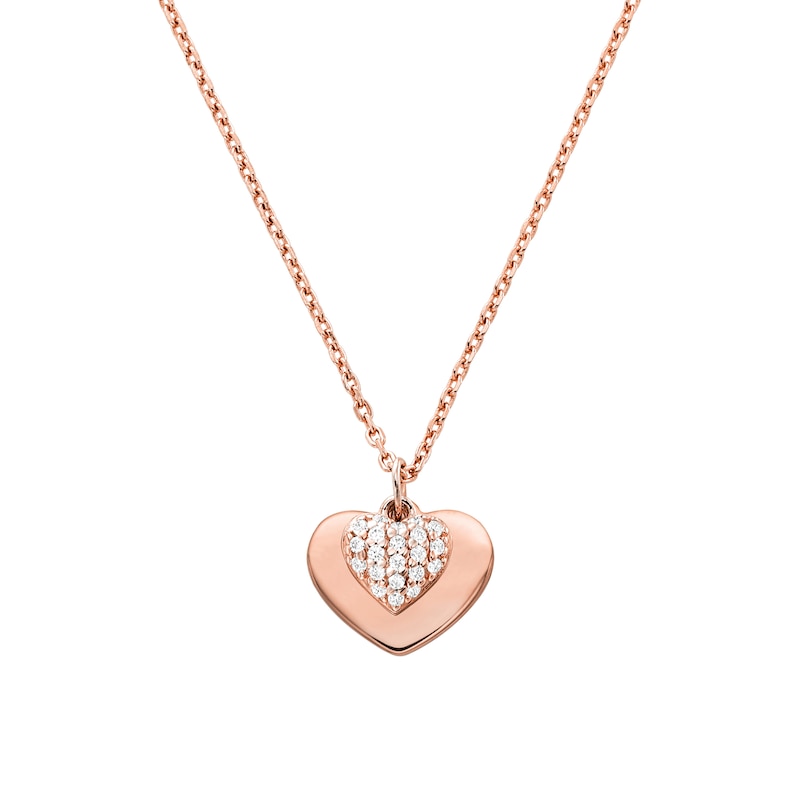 Main Image 1 of Michael Kors Pave Heart 14ct Rose Gold-Plated Necklace