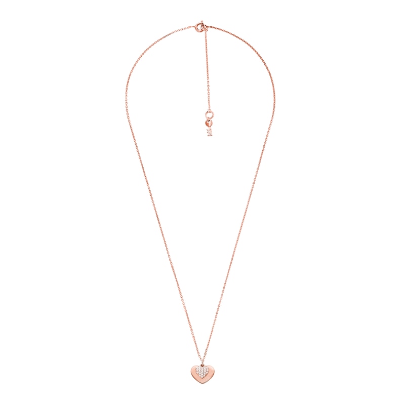 Main Image 2 of Michael Kors Pave Heart 14ct Rose Gold-Plated Necklace