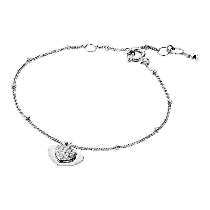 Michael Kors Sterling Silver 7 Inch Kors Love Heart Bracelet