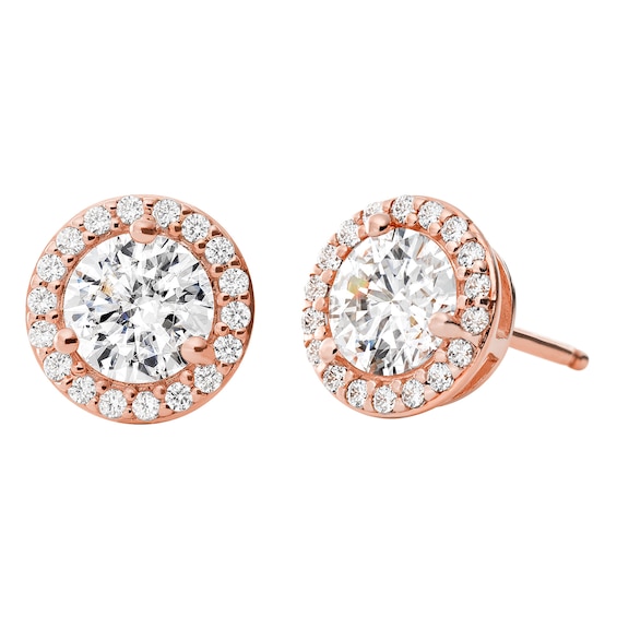 Michael Kors 14ct Rose Gold Plated Silver Halo Stud Earrings