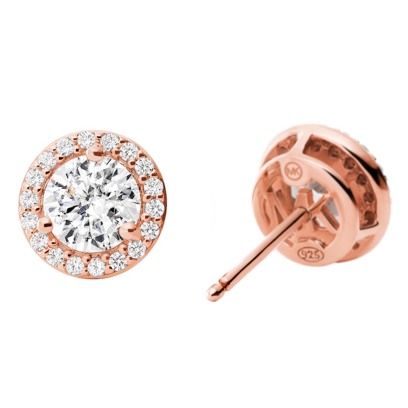 Michael Kors 14ct Rose Gold Plated Silver Halo Stud Earrings