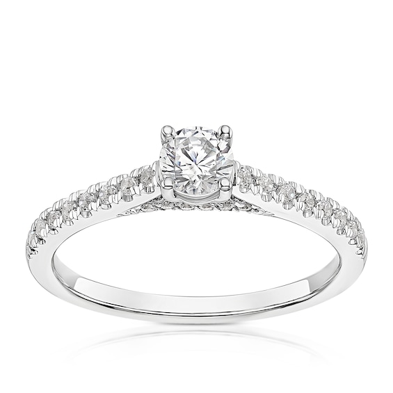 18ct White Gold and Platinum 0.50ct Diamond Solitaire Ring