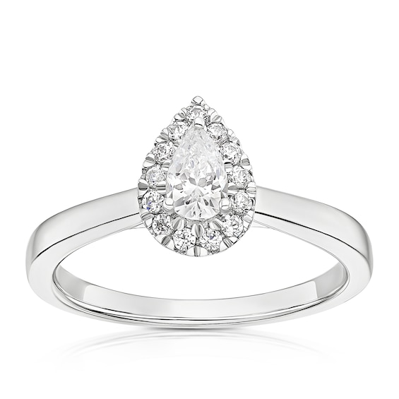 18ct White Gold and Platinum 0.50ct Diamond Pear Shaped Ring