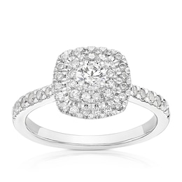 18ct White Gold & Platinum 0.66ct Diamond Double Halo Ring