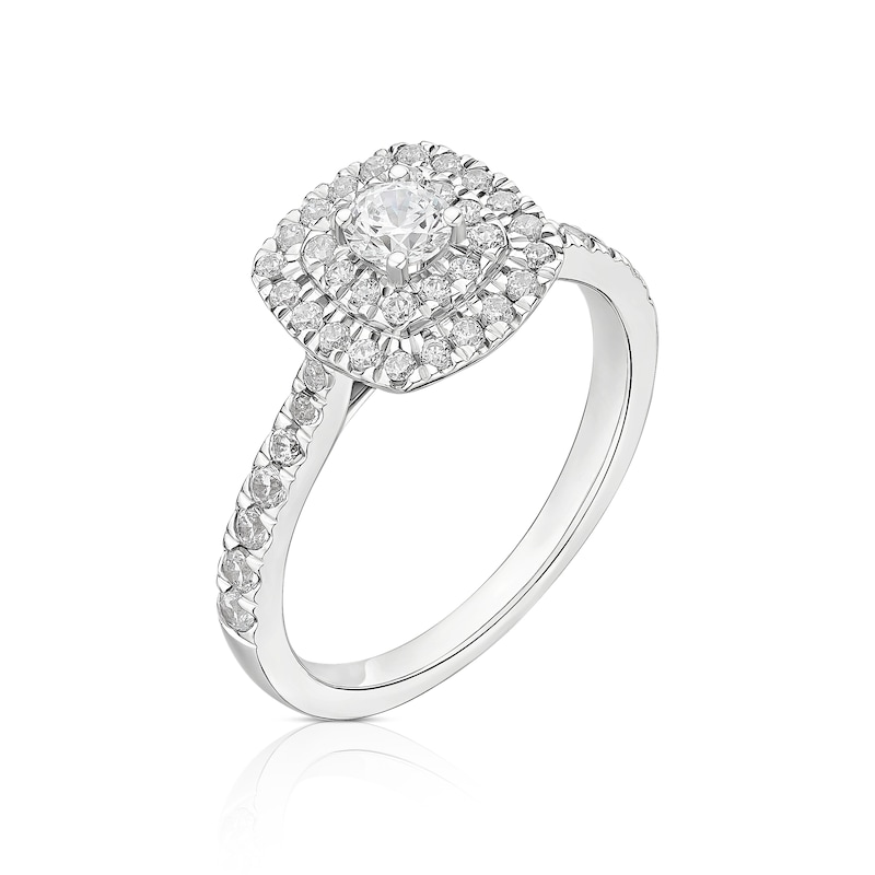 Main Image 2 of 18ct White Gold & Platinum 0.66ct Diamond Double Halo Ring