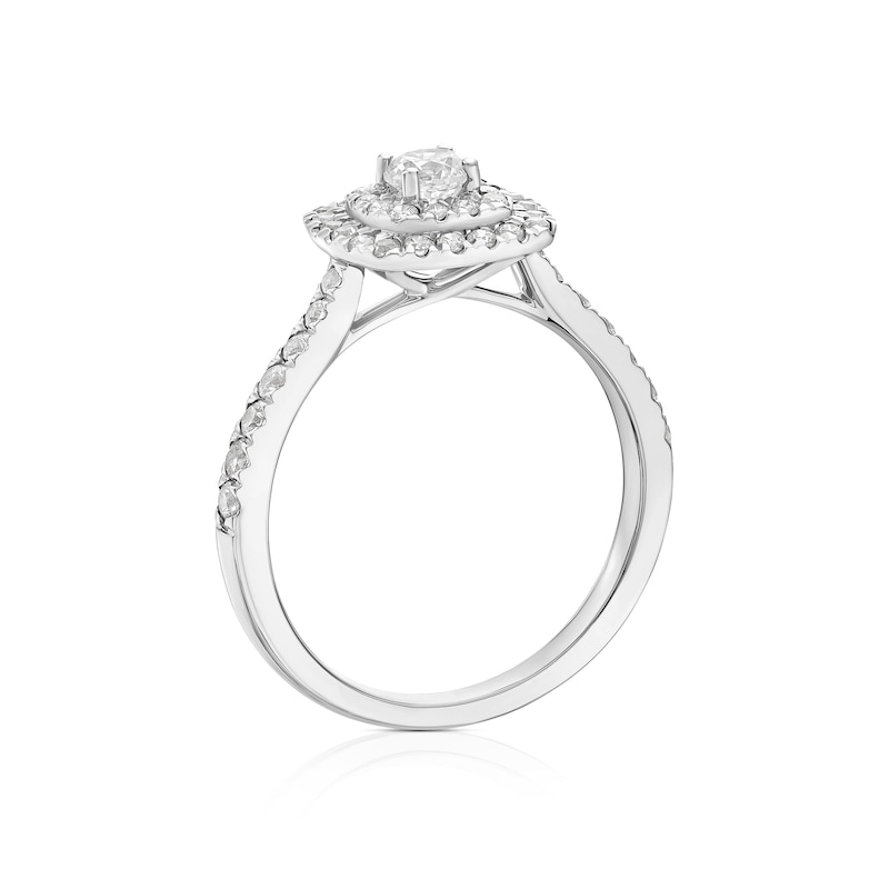 Main Image 3 of 18ct White Gold & Platinum 0.66ct Diamond Double Halo Ring