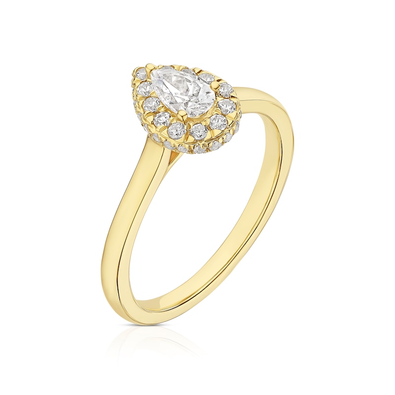 Main Image 2 of The Diamond Story 18ct Yellow Gold 0.50ct Diamond Pear Halo Ring