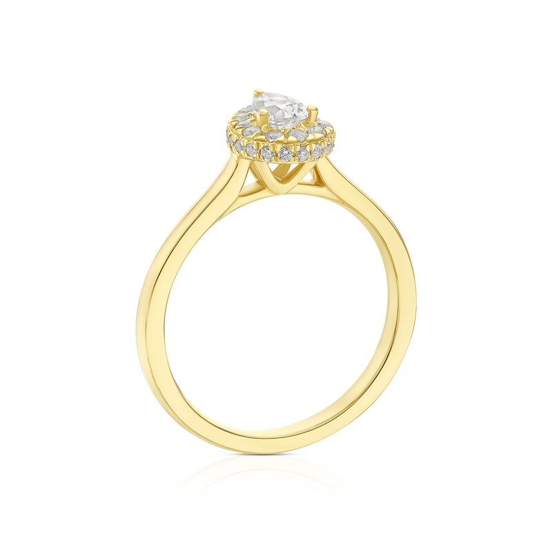 Main Image 3 of The Diamond Story 18ct Yellow Gold 0.50ct Diamond Pear Halo Ring