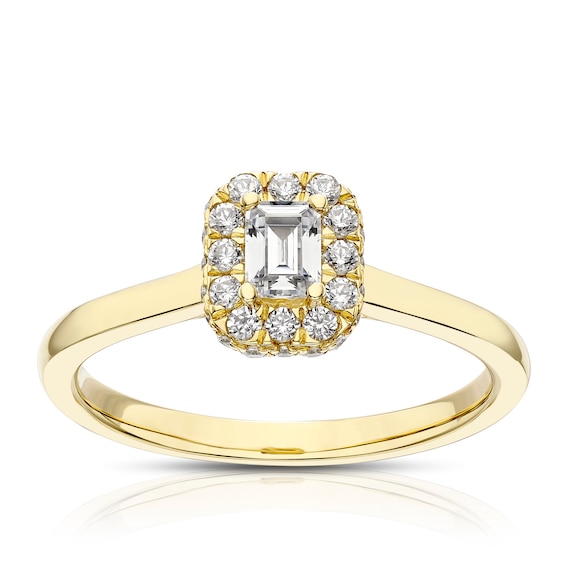 Engagement Ring The Diamond Story 18ct Yellow Gold Halo 0.50ct Diamond Ring