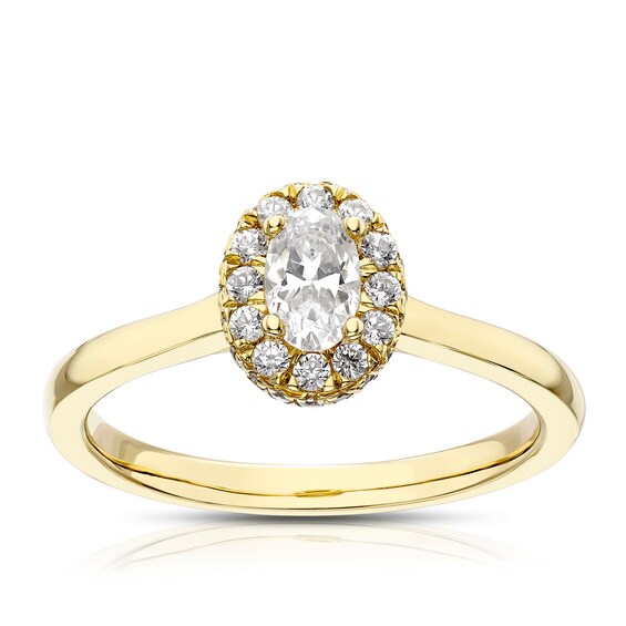Engagement Ring The Diamond Story 18ct Yellow Gold Halo 0.50