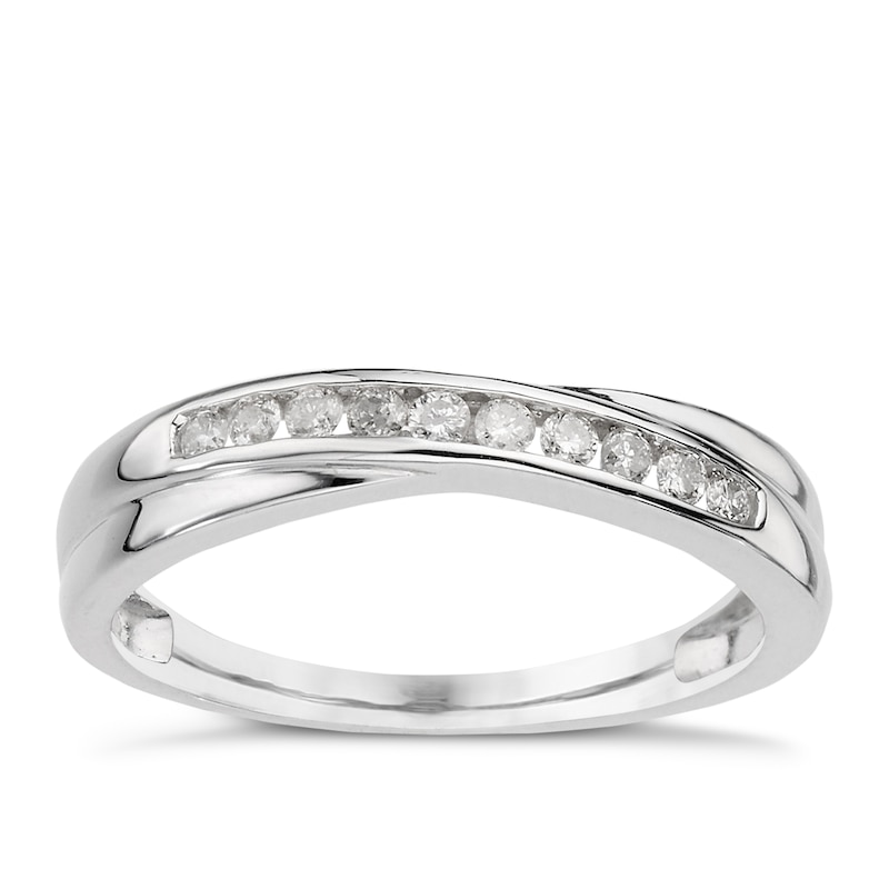 9ct White Gold 0.15ct Diamond Crossover Eternity Ring