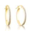 Thumbnail Image 1 of 9ct Yellow Gold Oval Sparkle Hoop Earrings