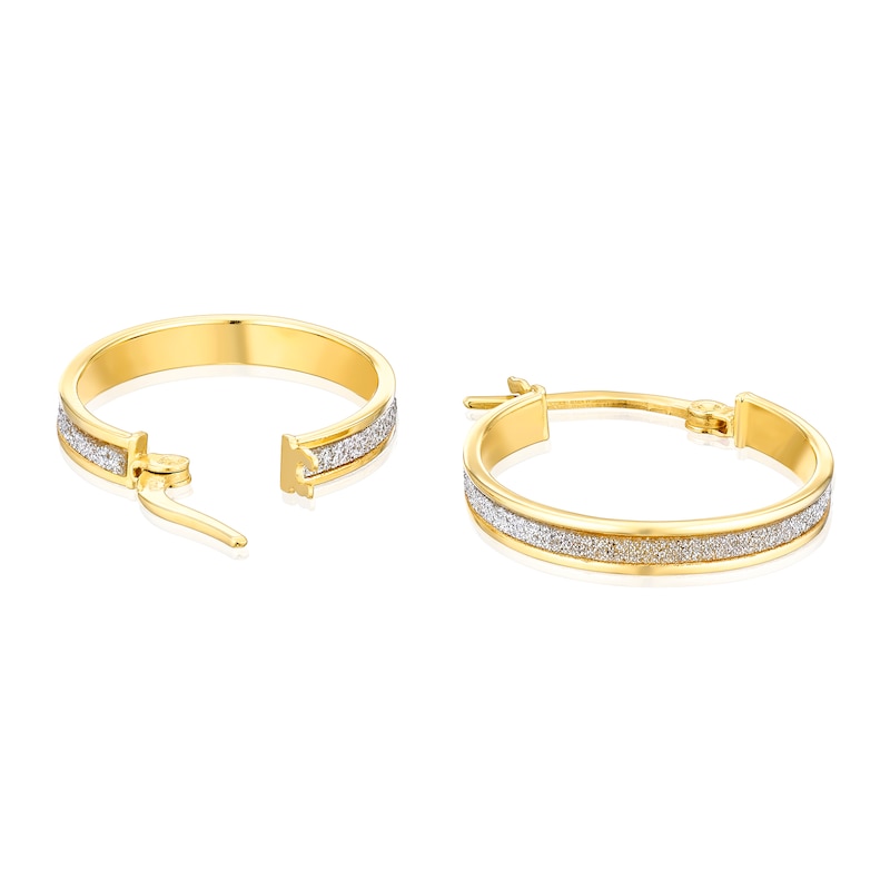 Main Image 2 of 9ct Yellow Gold Oval Sparkle Hoop Earrings