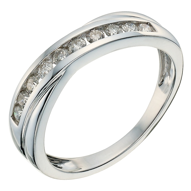 9ct White Gold 0.33ct Diamond Crossover Eternity Ring