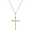 Thumbnail Image 1 of 9ct Yellow Gold 16+2" Cubic Zirconia Cross Shaped Pendant