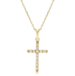 9ct Yellow Gold 16+2" Cubic Zirconia Cross Shaped Pendant