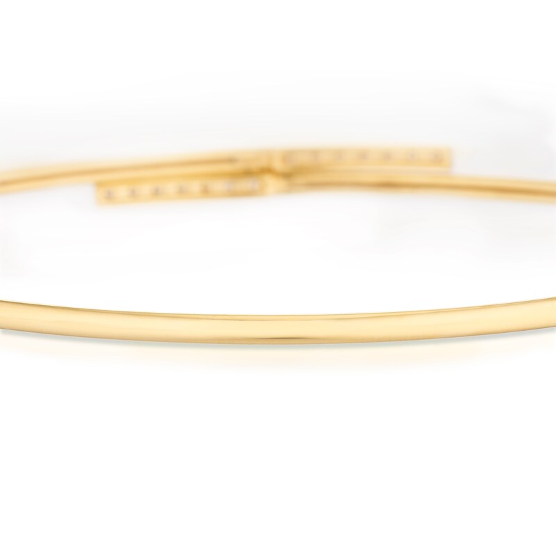 Main Image 3 of 9ct Yellow Gold & Cubic Zirconia Crossover Edge Bangle