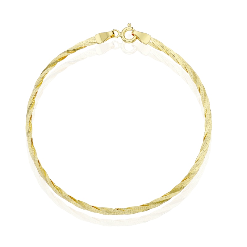 Main Image 1 of 9ct Yellow Gold 7.5" Flat Braided Chain Bracelet