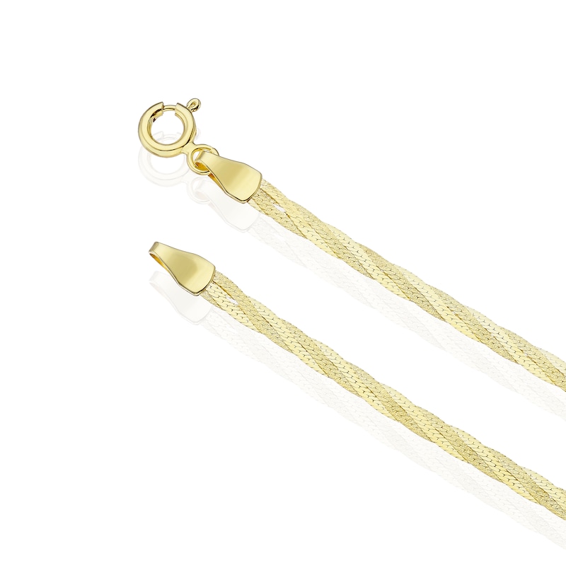 Main Image 3 of 9ct Yellow Gold 7.5" Flat Braided Chain Bracelet