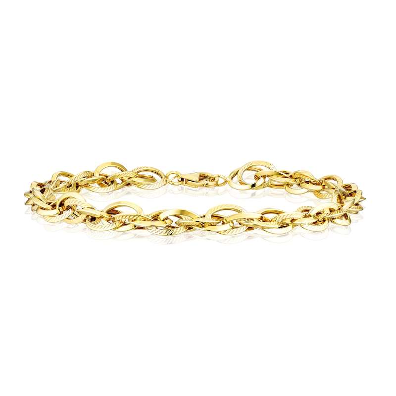 Main Image 1 of 9ct Yellow Gold 7.5" Textured Link Bracelet
