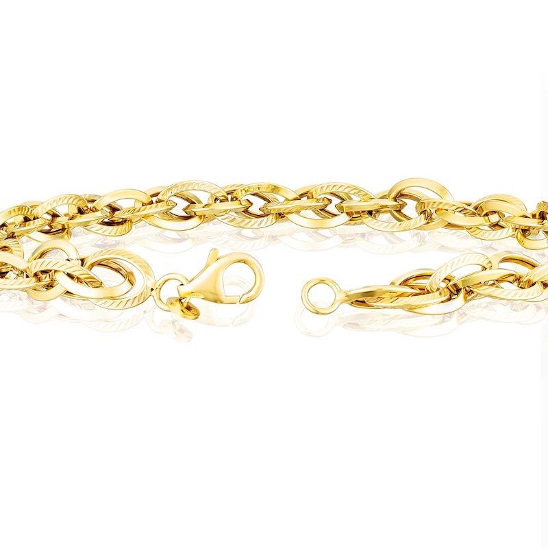 Main Image 3 of 9ct Yellow Gold 7.5" Textured Link Bracelet