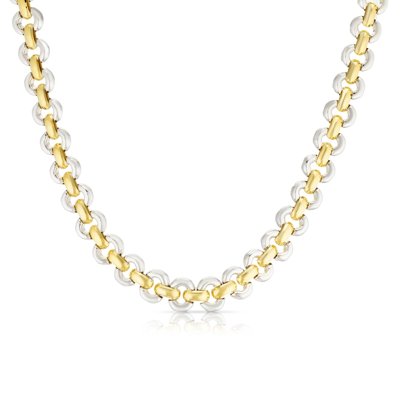 Main Image 1 of Silver & Gold Plated Two Tone 17+1" Link Necklace