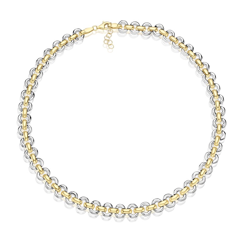 Main Image 2 of Silver & Gold Plated Two Tone 17+1" Link Necklace
