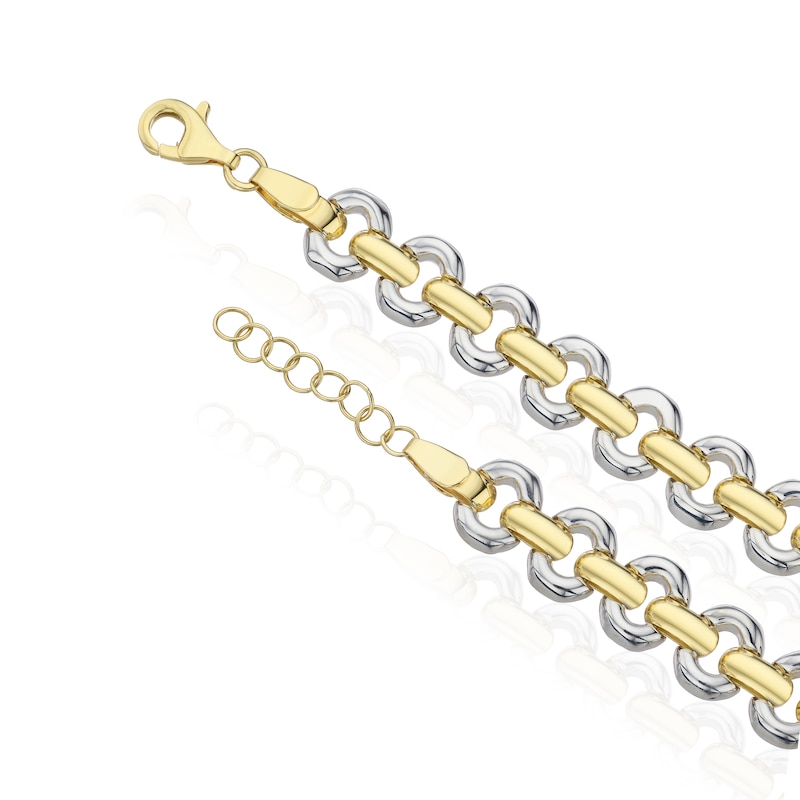 Main Image 3 of Silver & Gold Plated Two Tone 17+1" Link Necklace